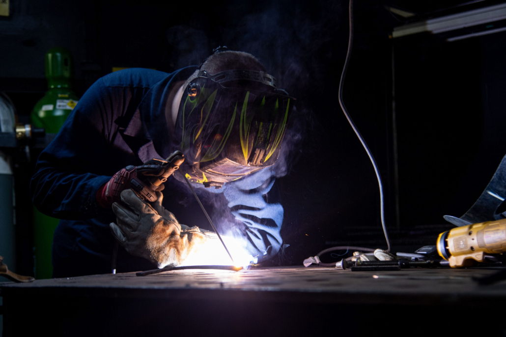 A welder welding